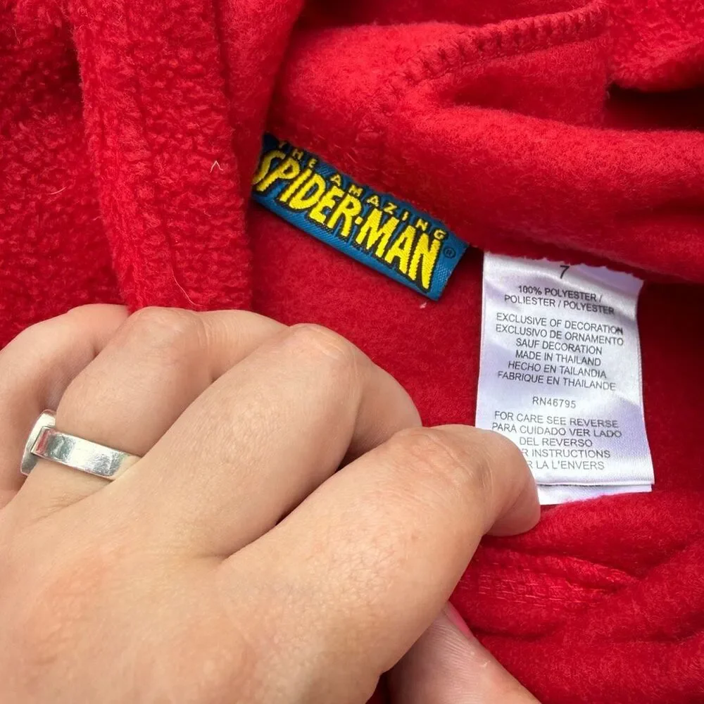 Vintage 2008 Marvel Spider-Man Kids Red Fleece Hoodie